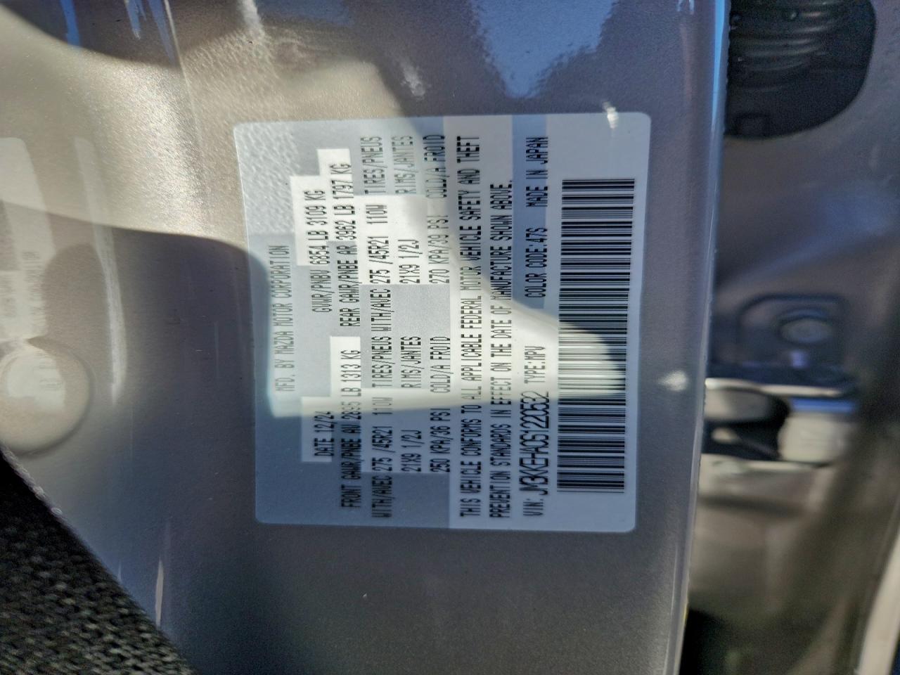 2025 Mazda Cx-90 Premium Plus VIN: JM3KKEHA0S1220532 Lot: 93754755