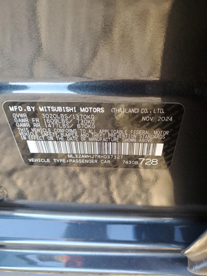 2024 Mitsubishi Mirage Se VIN: ML32AWHJ7RH037327 Lot: 92206565