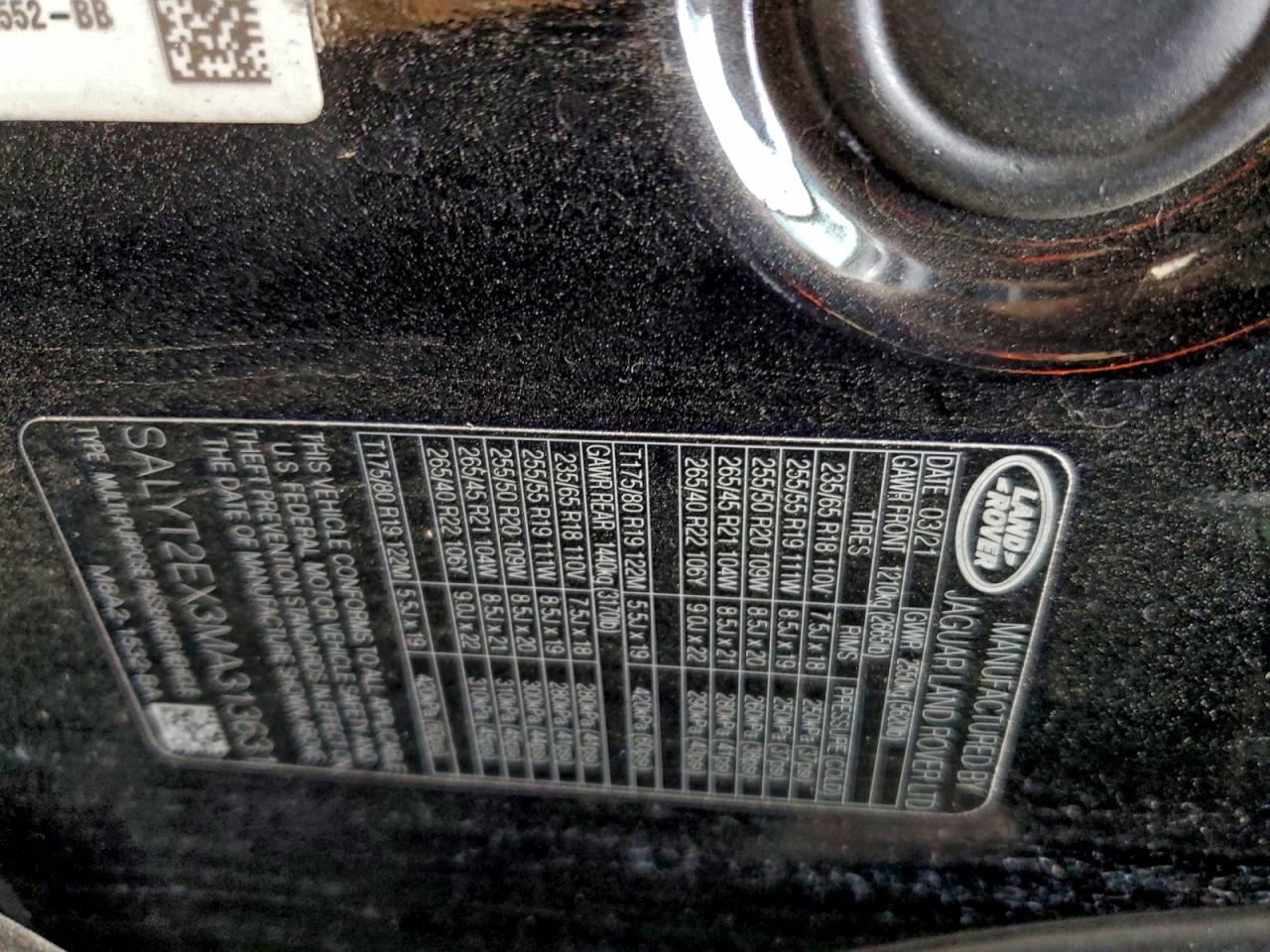 2021 Land Rover Range Rover Velar R-Dynamic S VIN: SALYT2EX3MA313631 Lot: 92945905