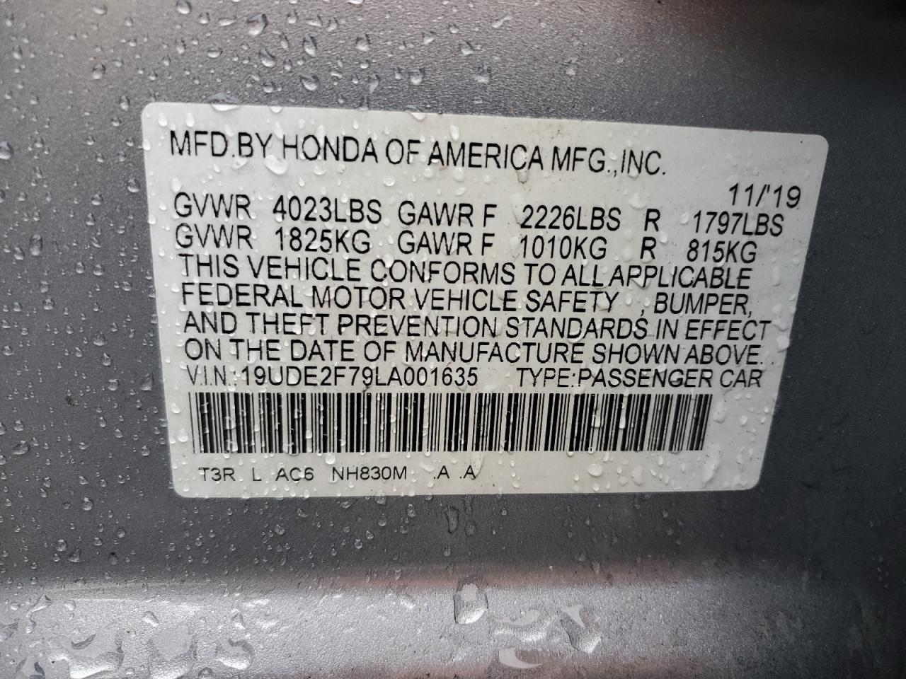 2020 Acura Ilx Premium VIN: 19UDE2F79LA001635 Lot: 92162045