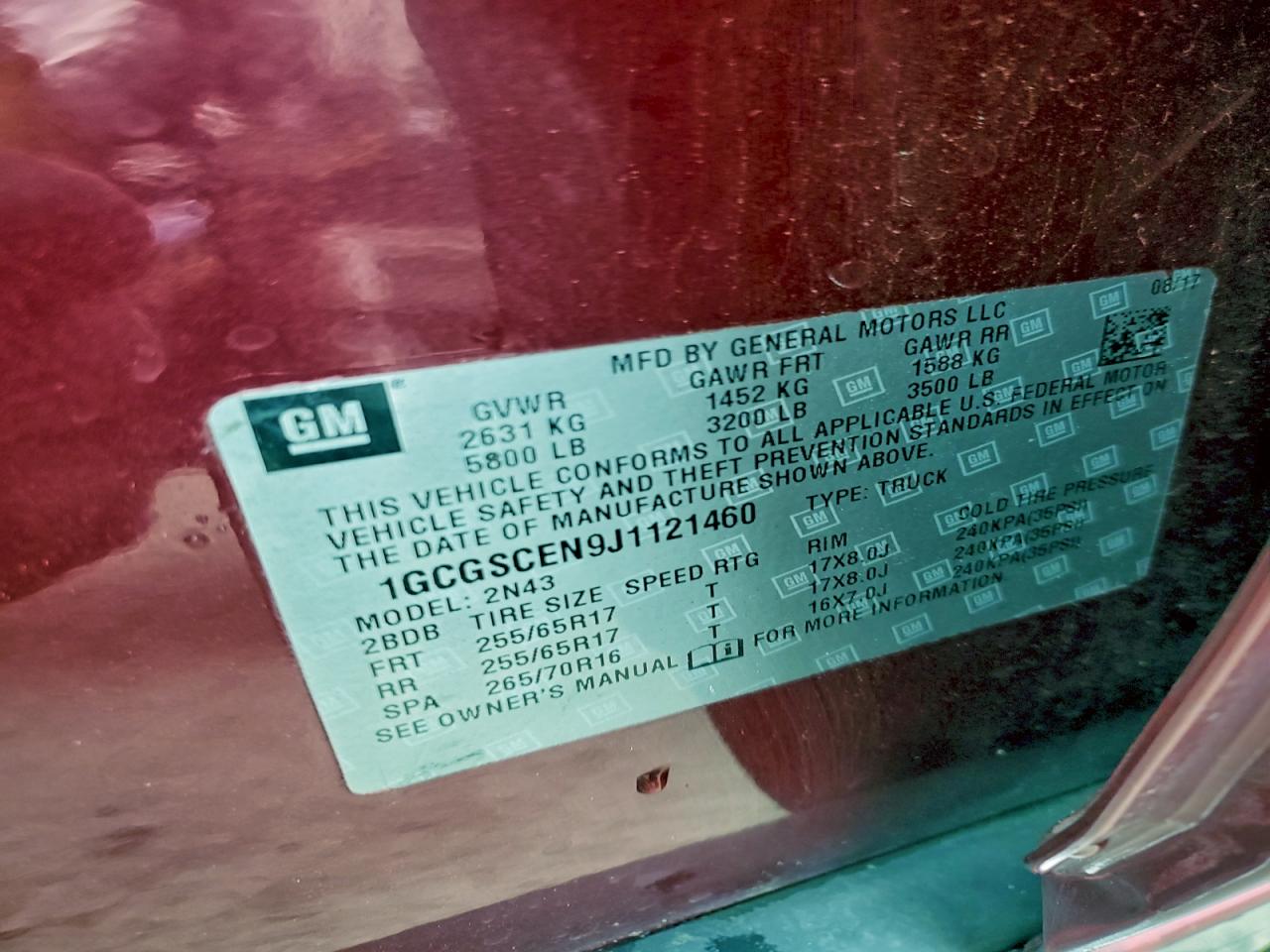 2018 Chevrolet Colorado Lt VIN: 1GCGSCEN9J1121460 Lot: 94095285