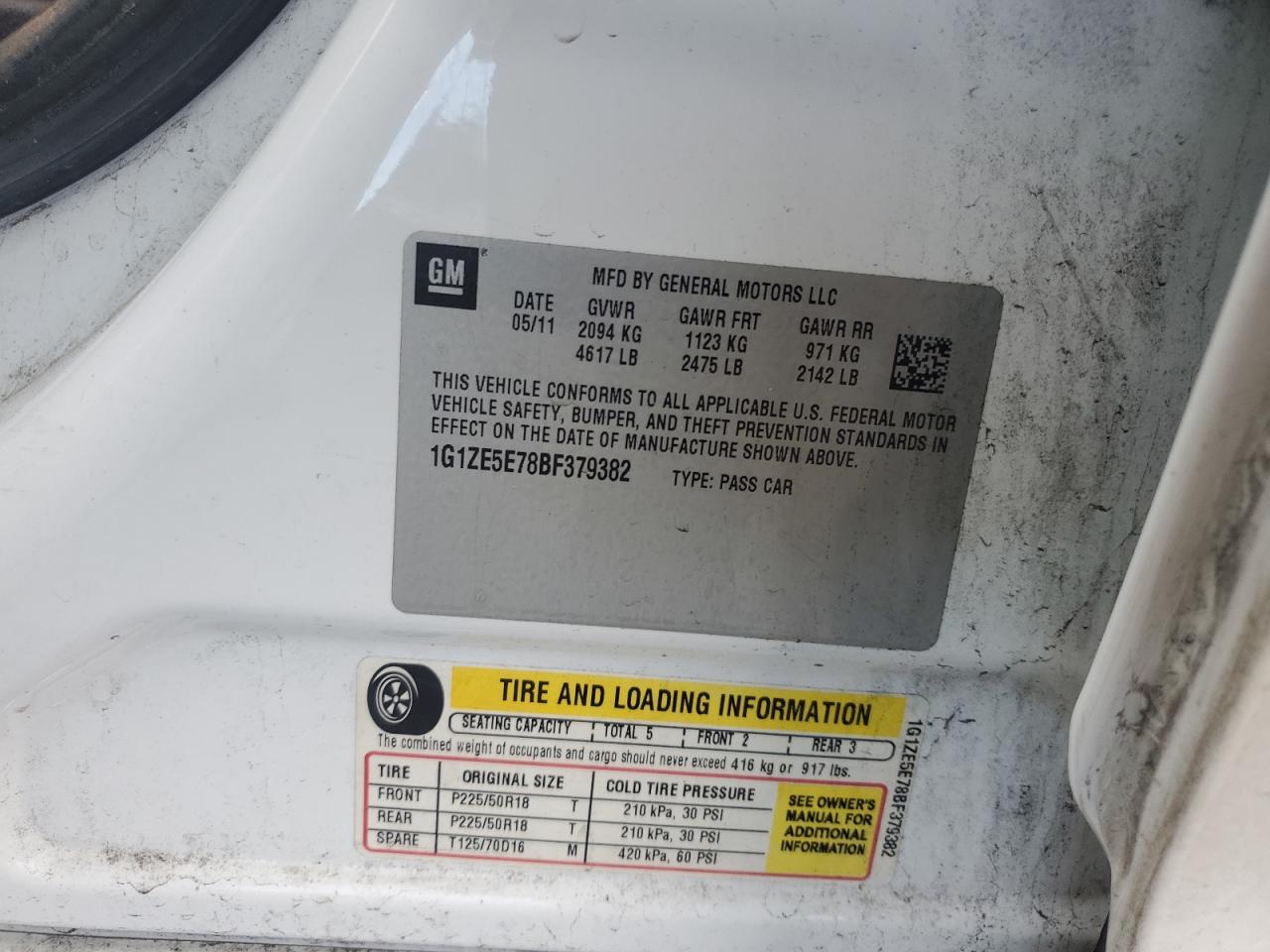 2011 Chevrolet Malibu Ltz VIN: 1G1ZE5E78BF379382 Lot: 93923245