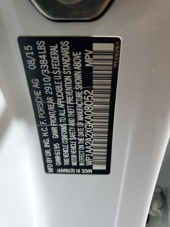 2016 Porsche Cayenne VIN: WP1AA2A2XGKA08052 Lot: 91879145