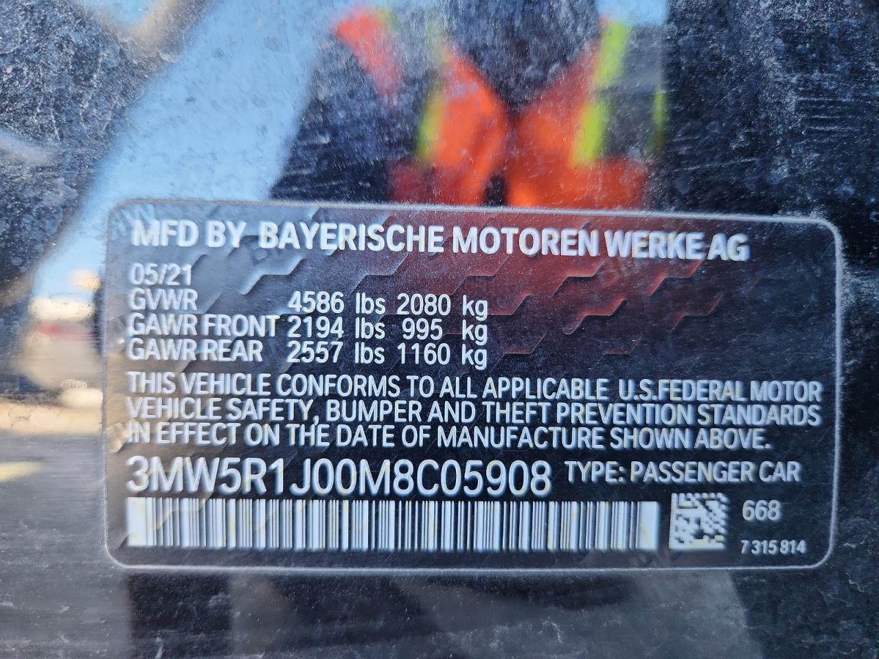 2021 BMW 330I VIN: 3MW5R1J00M8C05908 Lot: 90123125