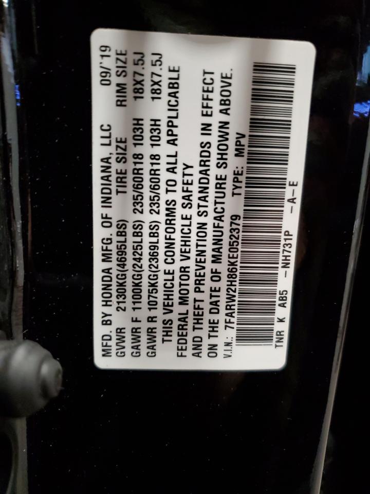 2019 Honda Cr-V Exl VIN: 7FARW2H86KE052379 Lot: 92901995