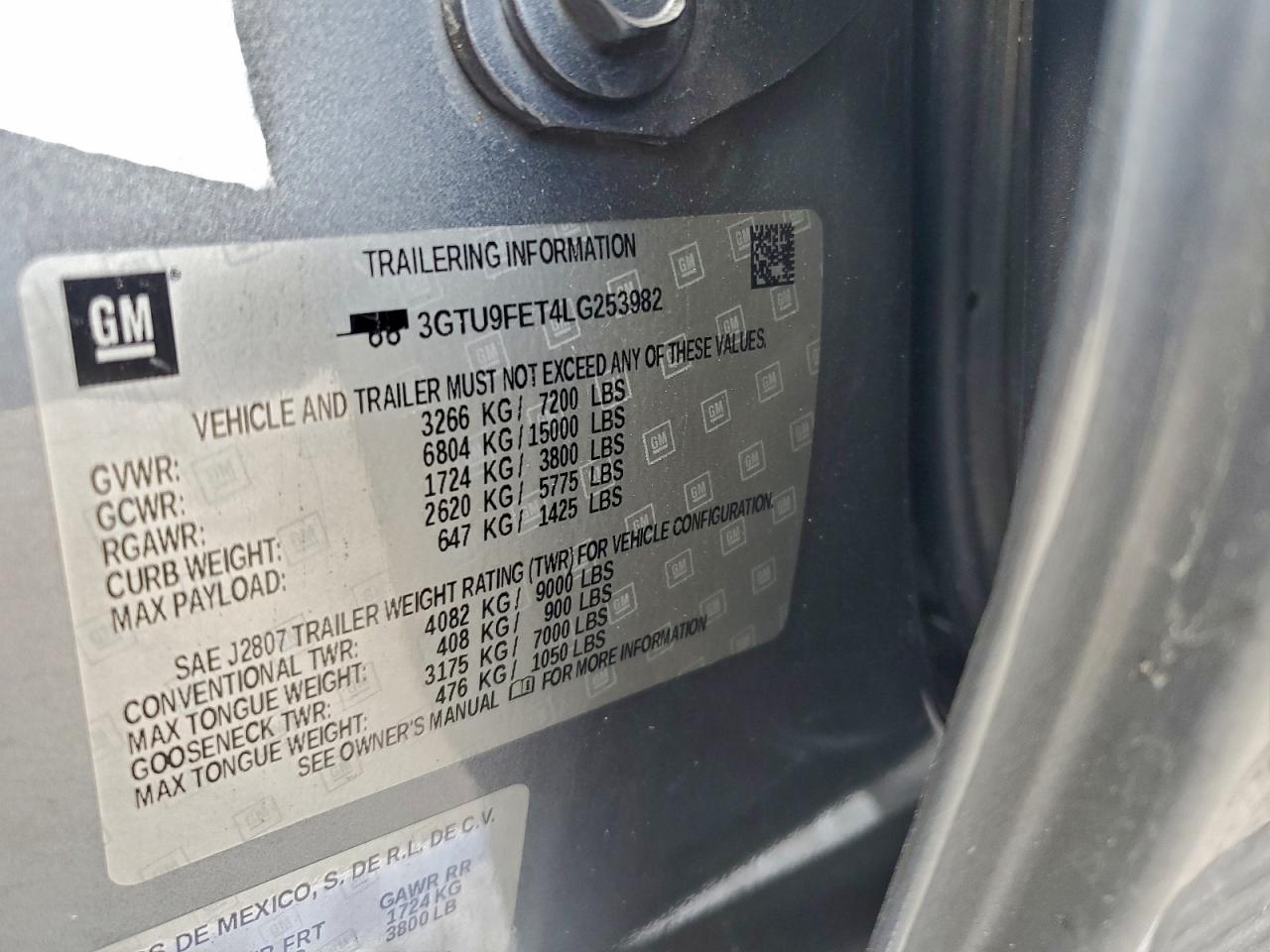 2020 GMC Sierra K1500 Denali VIN: 3GTU9FET4LG253982 Lot: 94188065