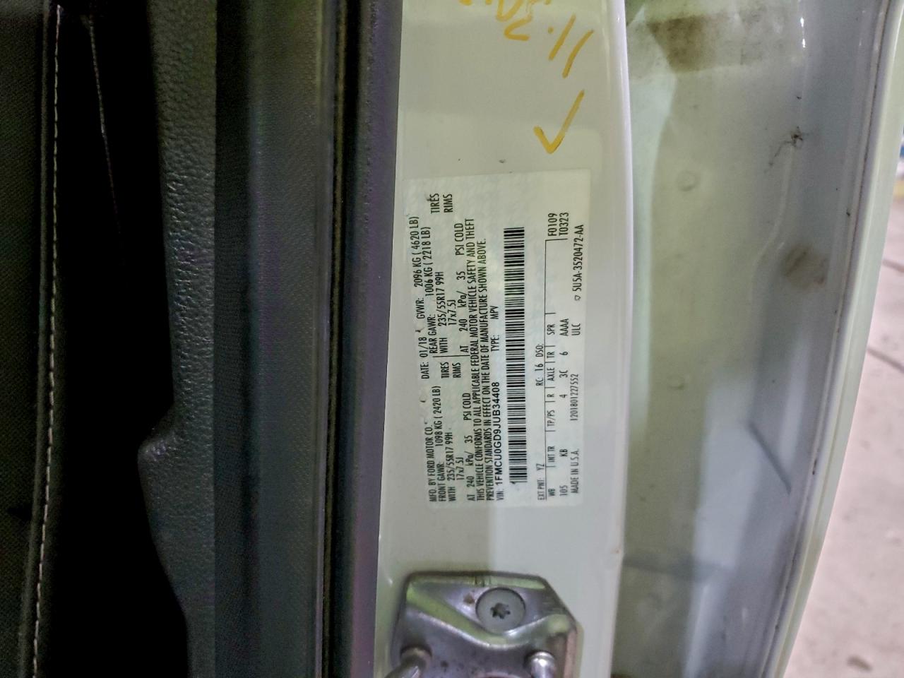 2018 Ford Escape Se VIN: 1FMCU0GD9JUB34408 Lot: 93397005