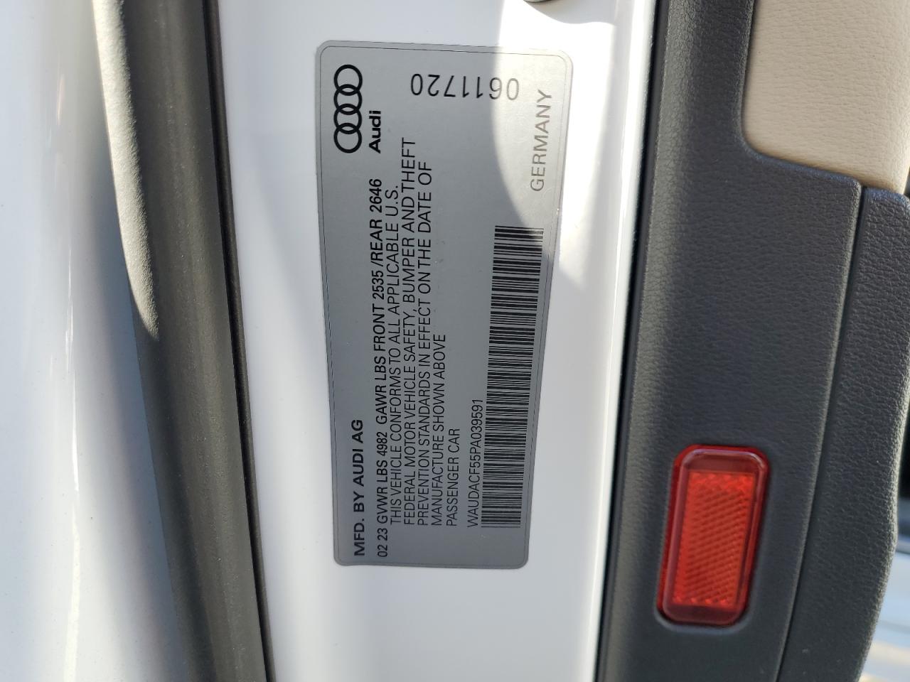 2023 Audi A5 Premium 45 VIN: WAUDACF55PA039591 Lot: 92038335