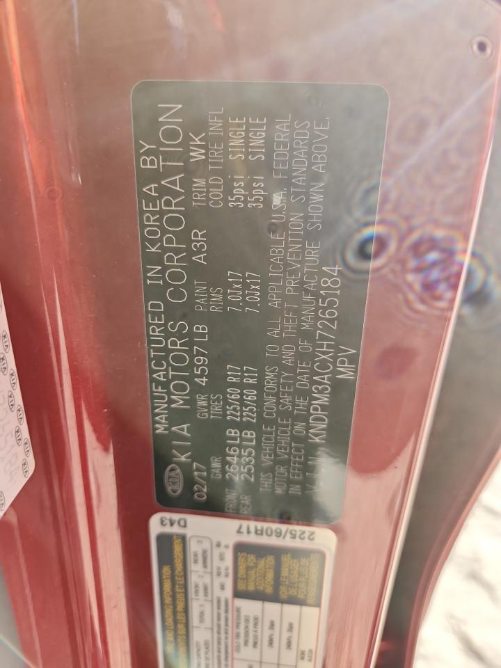 2017 Kia Sportage Lx VIN: KNDPM3ACXH7265184 Lot: 92839505