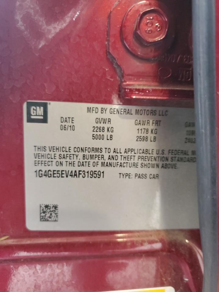 2010 Buick Lacrosse Cxs VIN: 1G4GE5EV4AF319591 Lot: 91592935