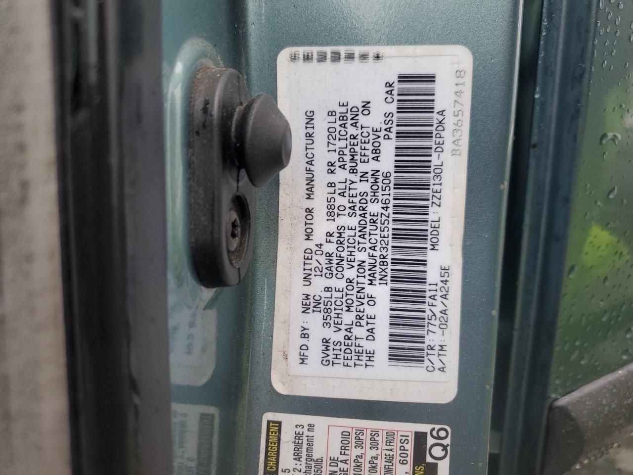 2005 Toyota Corolla Ce VIN: 1NXBR32E55Z461506 Lot: 93120265