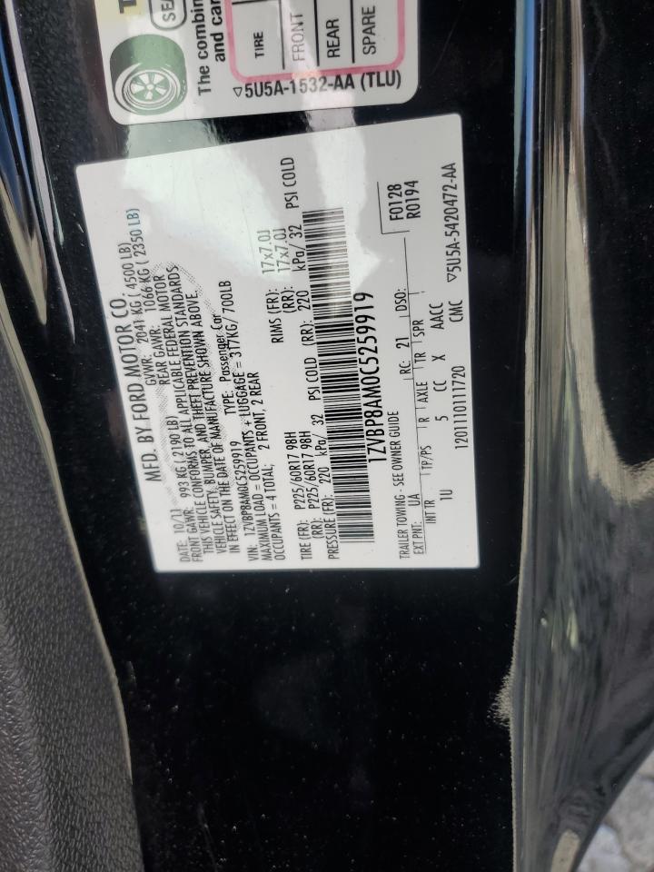 2012 Ford Mustang VIN: 1ZVBP8AM0C5259919 Lot: 93096835