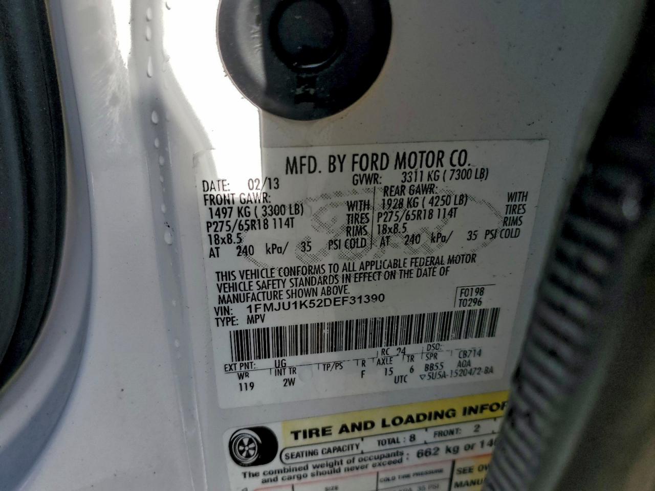 2013 Ford Expedition Limited VIN: 1FMJU1K52DEF31390 Lot: 94446825