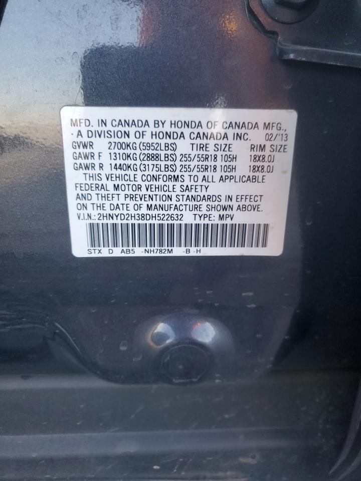 2013 Acura Mdx Technology VIN: 2HNYD2H38DH522632 Lot: 91938205