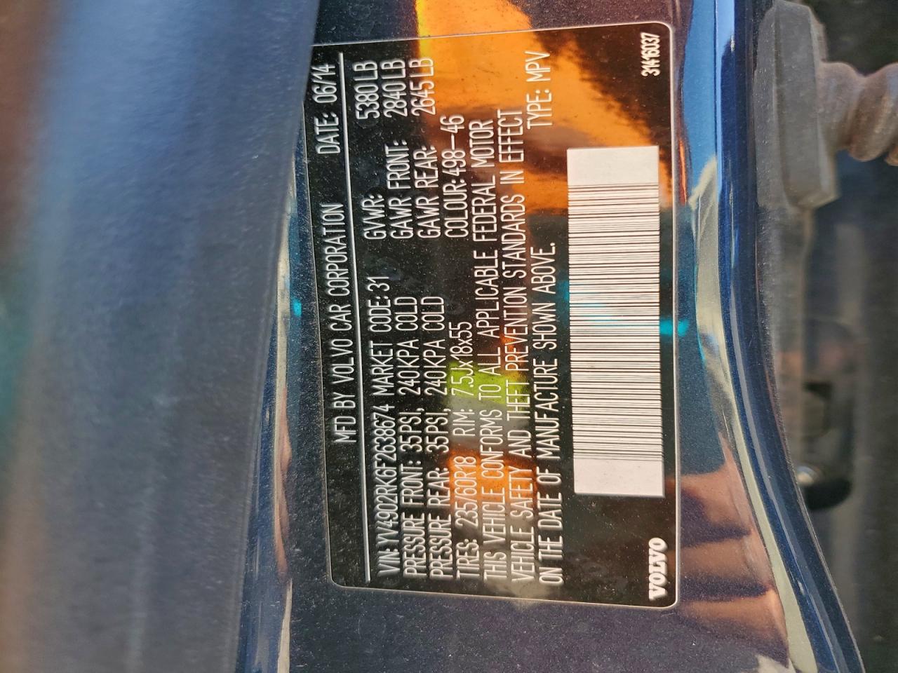 2015 Volvo Xc60 T6 Premier VIN: YV4902RK6F2638674 Lot: 91484905