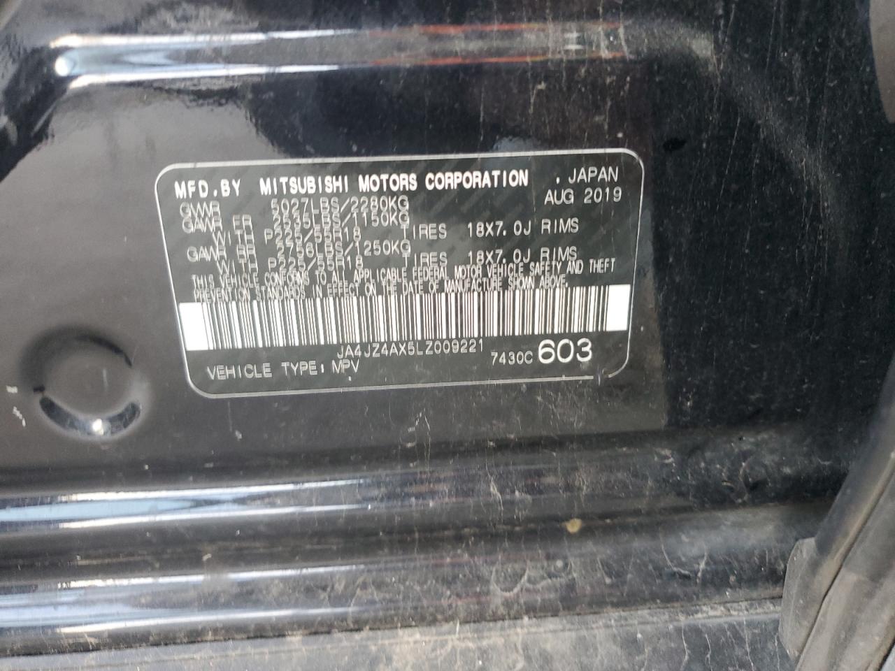 2020 Mitsubishi Outlander Gt VIN: JA4JZ4AX5LZ009221 Lot: 92436525