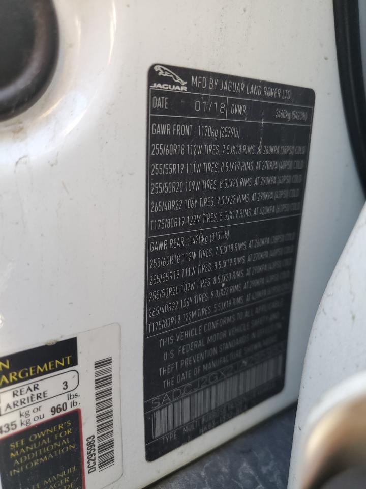 2018 Jaguar F-Pace Premium VIN: SADCJ2GX2JA295983 Lot: 90386345