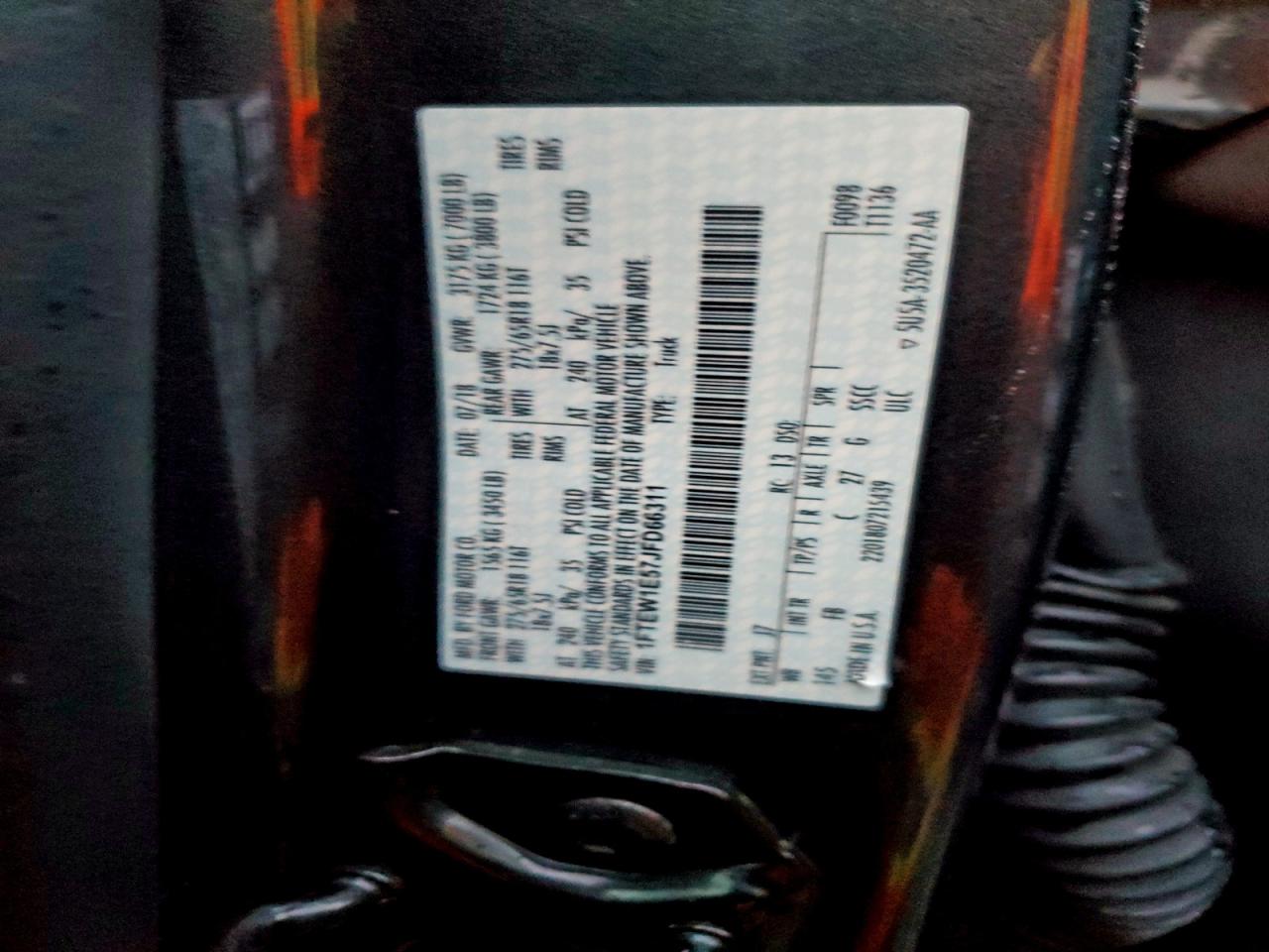 2018 Ford F150 Supercrew VIN: 1FTEW1E57JFD66311 Lot: 94243985