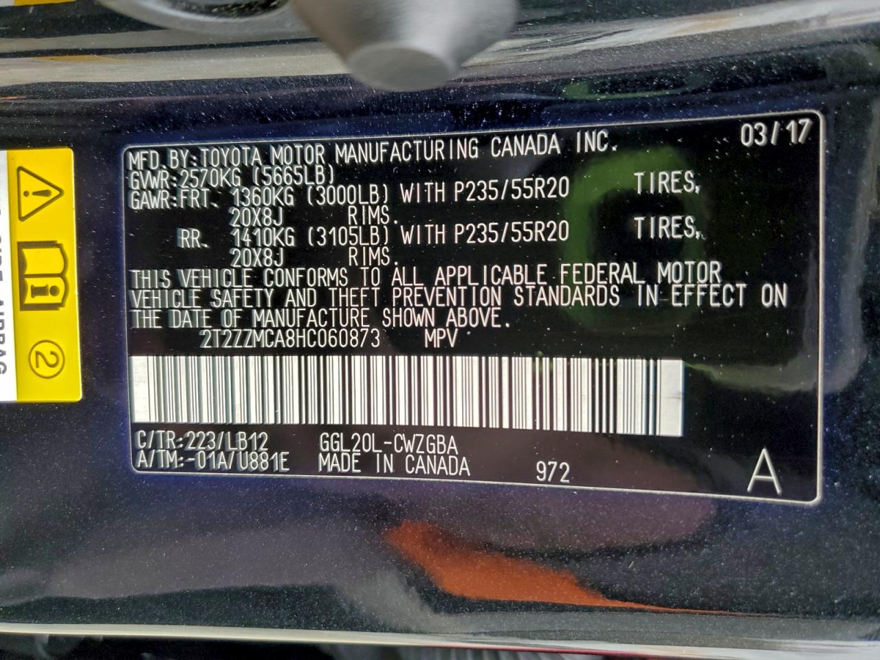 2017 Lexus Rx 350 Base VIN: 2T2ZZMCA8HC060873 Lot: 93859145