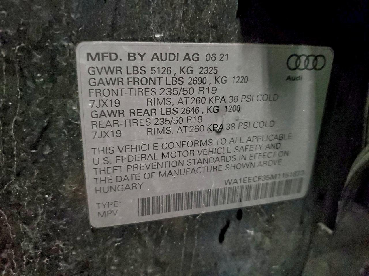 2021 Audi Q3 Premium Plus S Line 45 VIN: WA1EECF35M1151873 Lot: 94543615