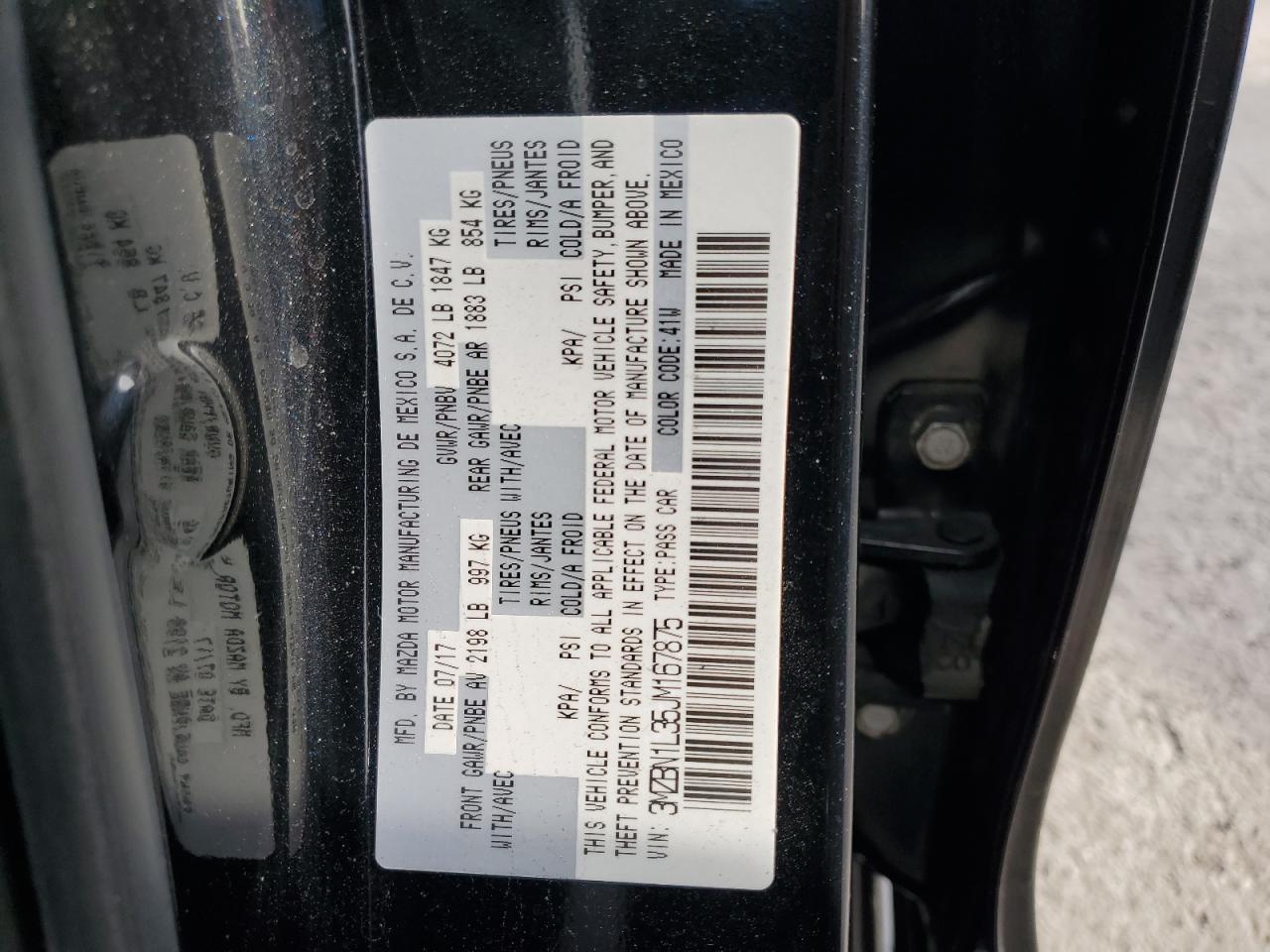 2018 Mazda 3 Touring VIN: 3MZBN1L35JM167875 Lot: 92481755