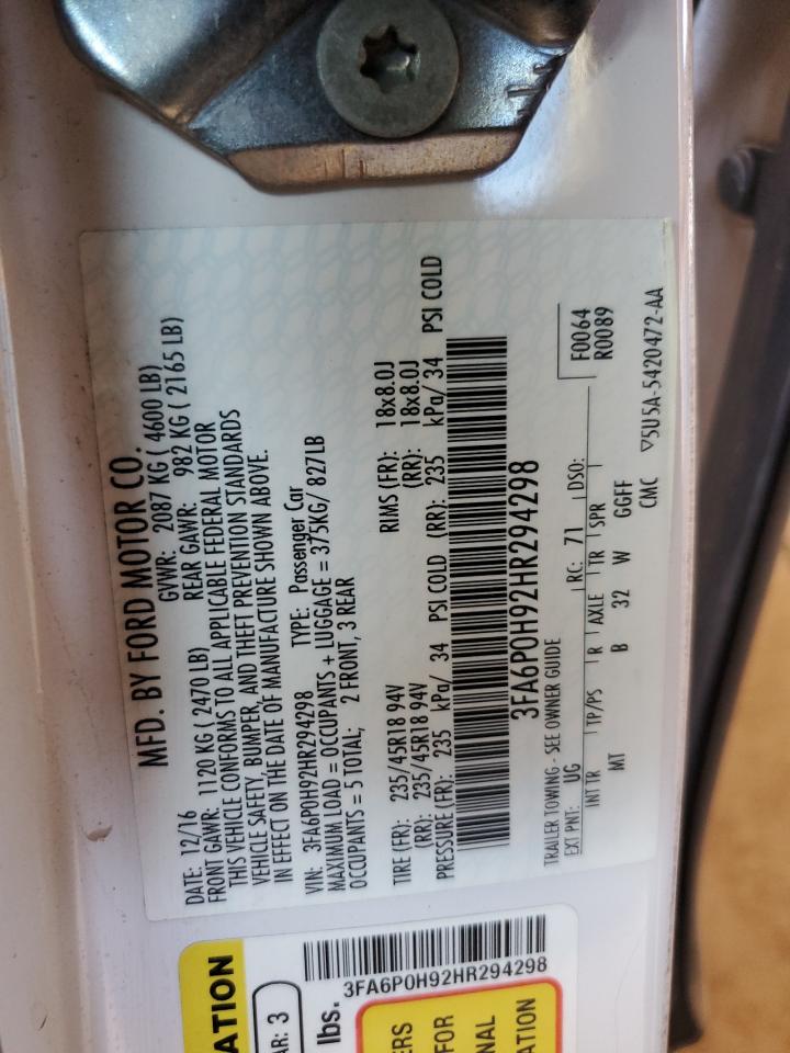 2021 Ford Fusion Se VIN: 3FA6P0H92HR294298 Lot: 89640605