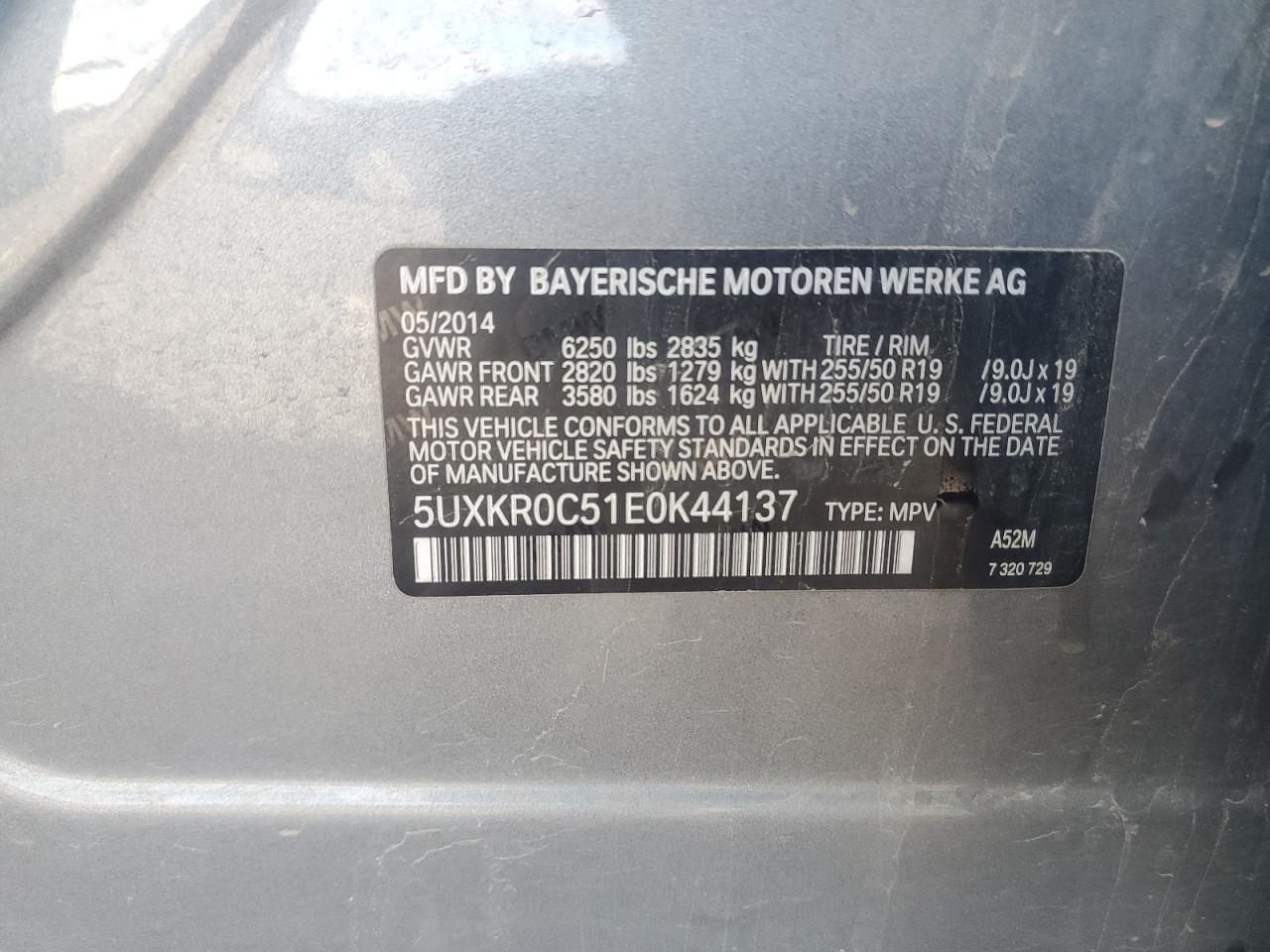 2014 BMW X5 xDrive35I VIN: 5UXKR0C51E0K44137 Lot: 93283005