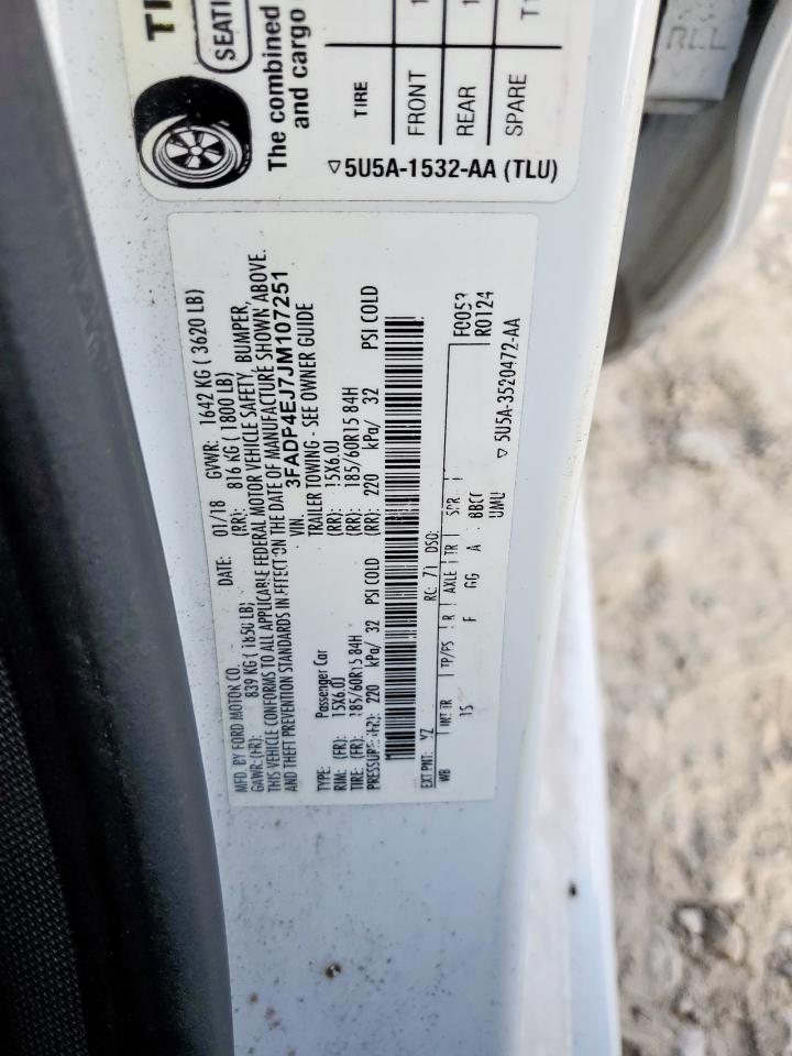 2018 Ford Fiesta Se VIN: 3FADP4EJ7JM107251 Lot: 92403585