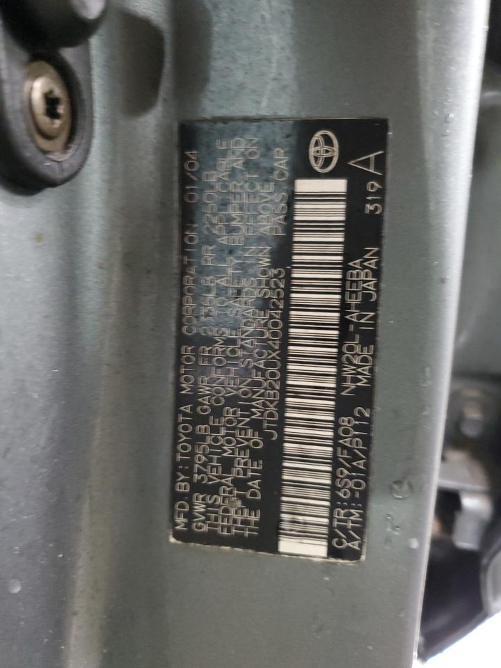 2004 Toyota Prius VIN: JTDKB20UX40042523 Lot: 92426435