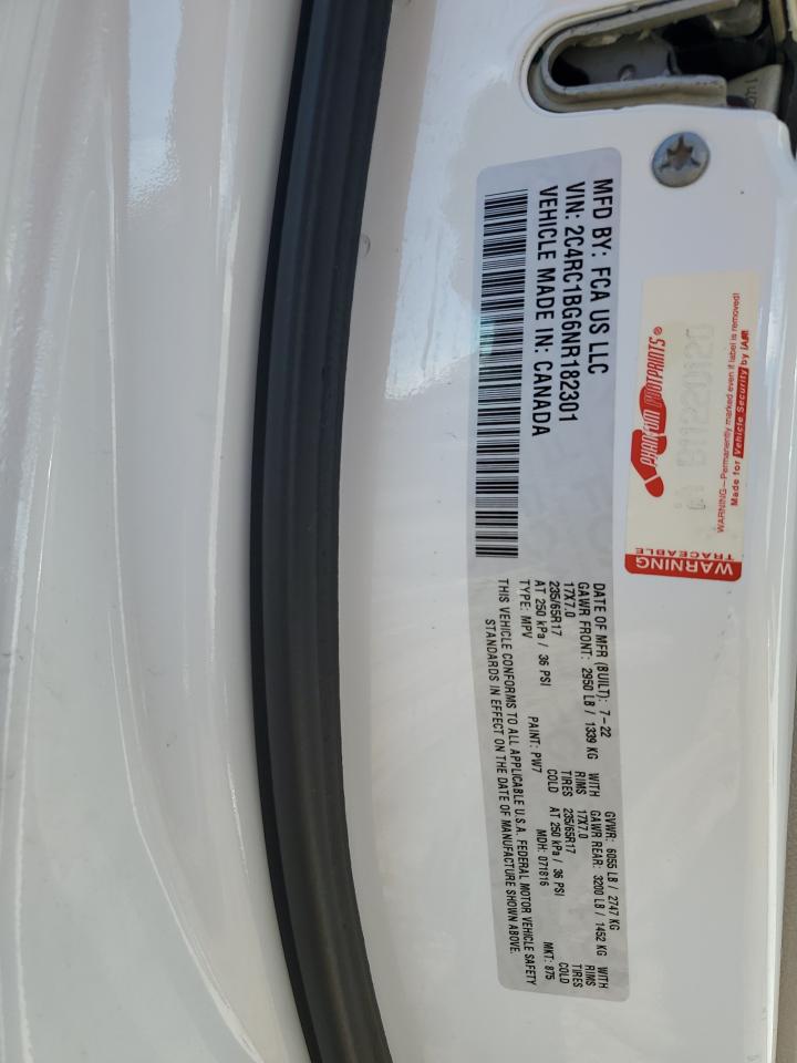 2022 Chrysler Pacifica Touring L VIN: 2C4RC1BG6NR182301 Lot: 91034855