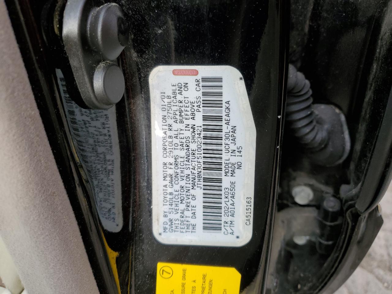 2001 Lexus Ls 430 VIN: JTHBN30F510023421 Lot: 91031055