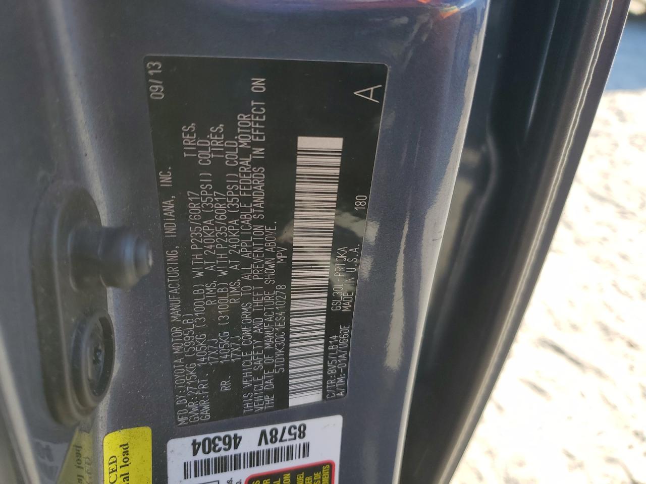 2014 Toyota Sienna Xle VIN: 5TDYK3DC1ES410278 Lot: 92379565