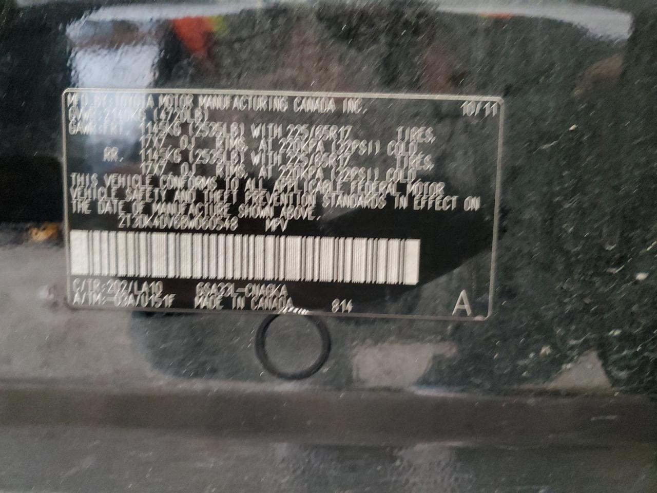 2011 Toyota Rav4 Limited VIN: 2T3DK4DV6BW060548 Lot: 92837075