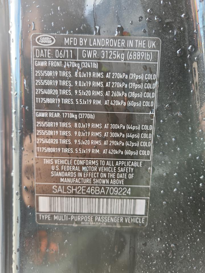 2011 Land Rover Range Rover Sport Sc VIN: SALSH2E46BA709224 Lot: 90726645