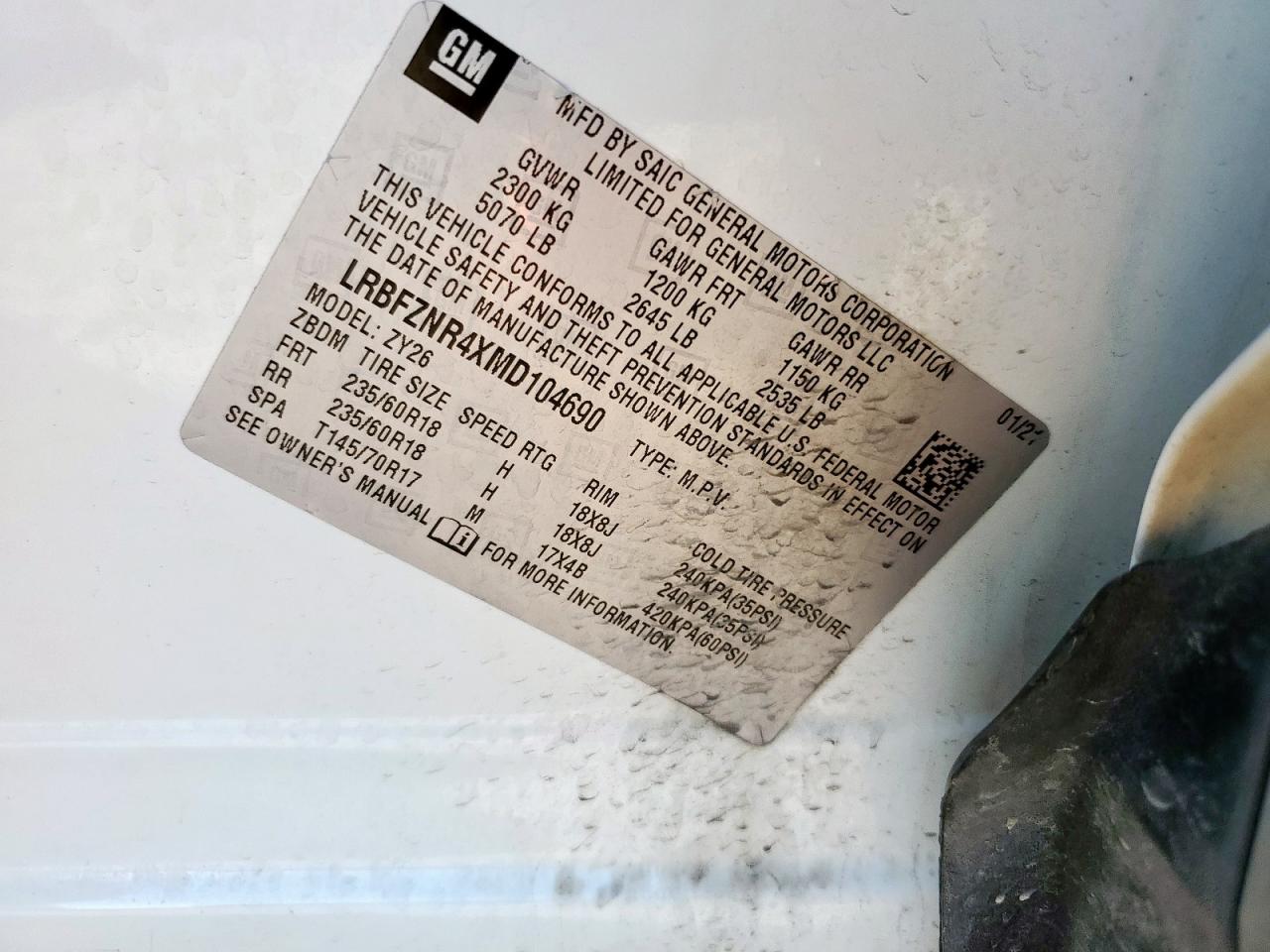 2021 Buick Envision Essence VIN: LRBFZNR4XMD104690 Lot: 92026155