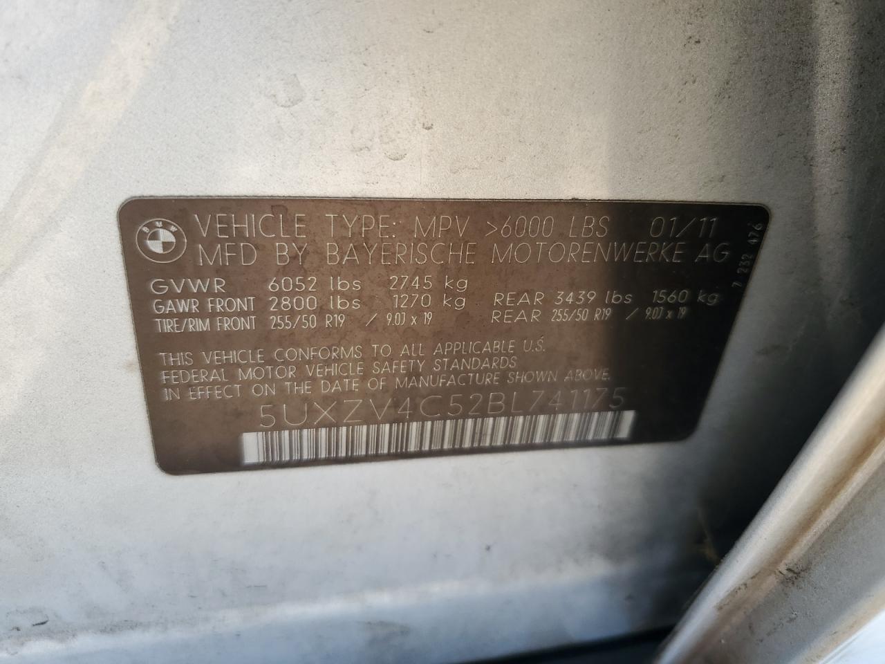 2011 BMW X5 xDrive35I VIN: 5UXZV4C52BL741175 Lot: 92641515