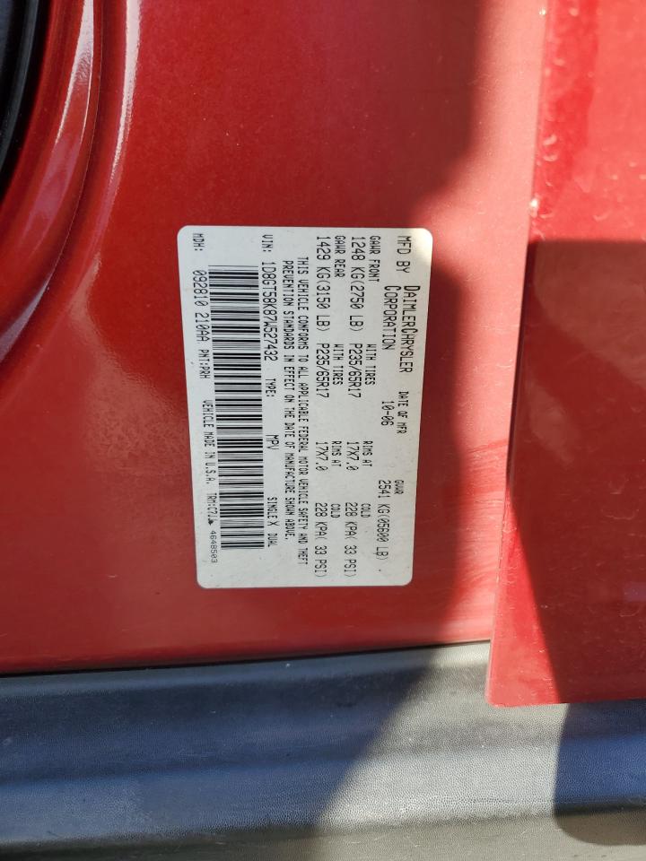 2007 Dodge Nitro Slt VIN: 1D8GT58K87W527432 Lot: 92022055