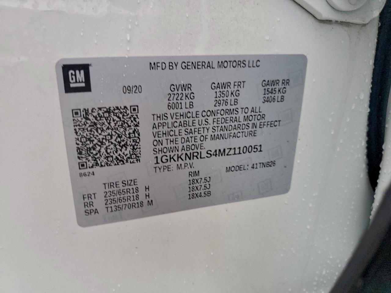 2021 GMC Acadia Sle VIN: 1GKKNRLS4MZ110051 Lot: 92995685