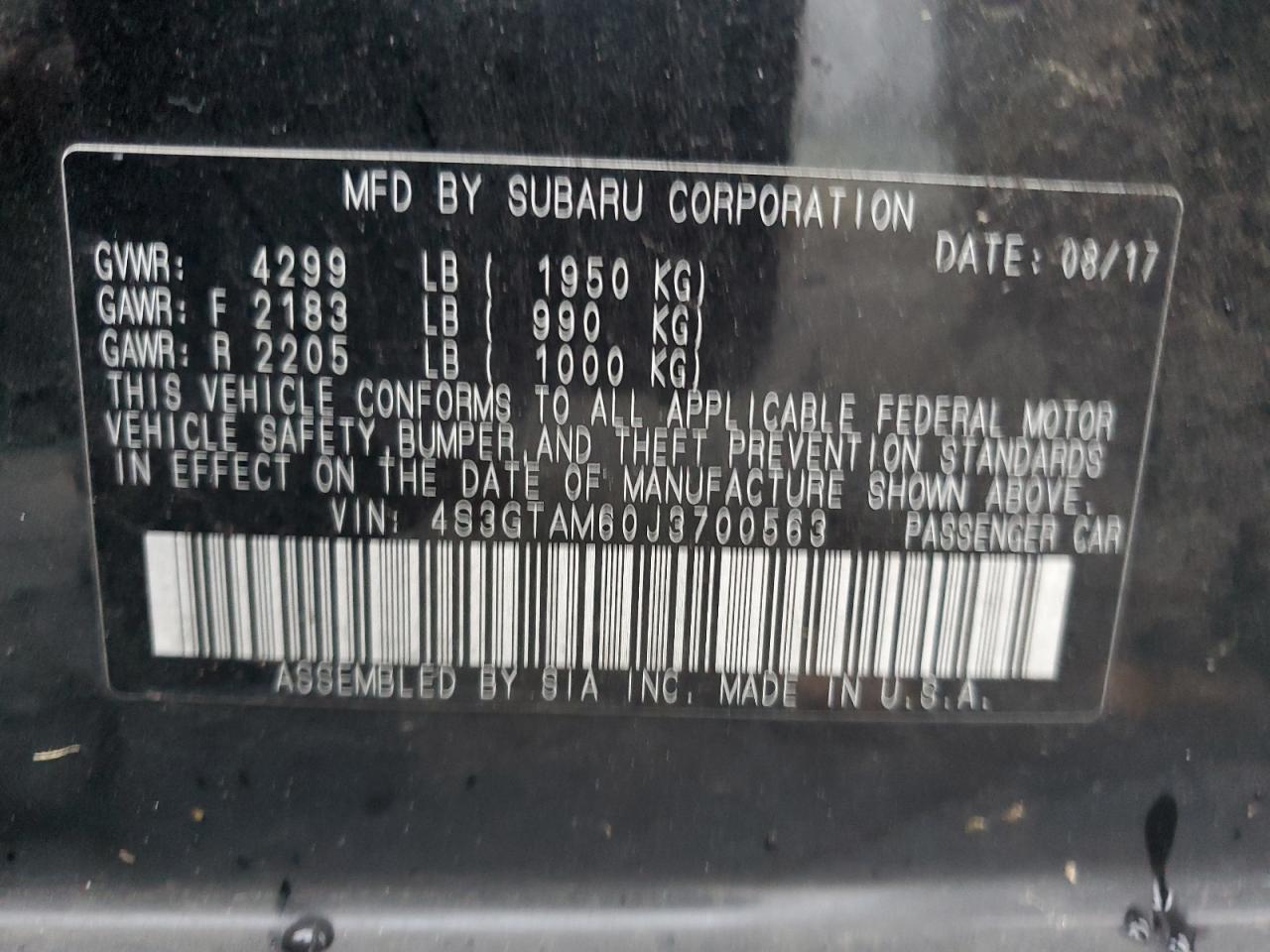 2018 Subaru Impreza Sport VIN: 4S3GTAM60J3700563 Lot: 93011145