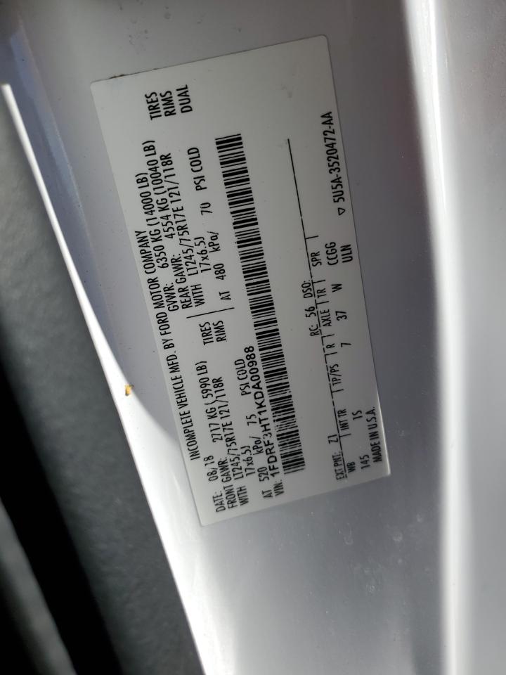 2019 Ford F350 Super Duty VIN: 1FDRF3HT1KDA00988 Lot: 90683335