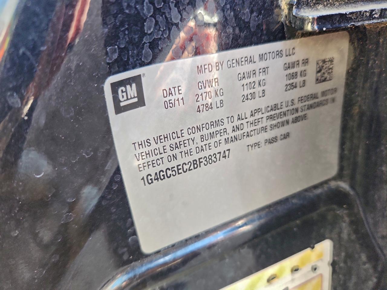 2011 Buick Lacrosse Cxl VIN: 1G4GC5EC2BF383747 Lot: 94375565