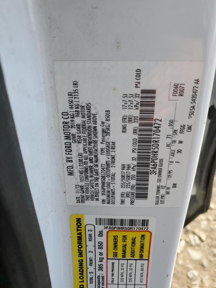 2013 Ford Fusion Se VIN: 3FA6P0HR5DR170472 Lot: 93118655