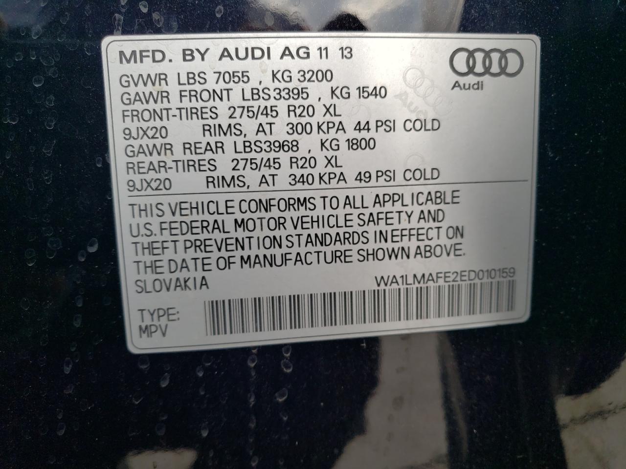 2014 Audi Q7 Premium Plus VIN: WA1LMAFE2ED010159 Lot: 91597275