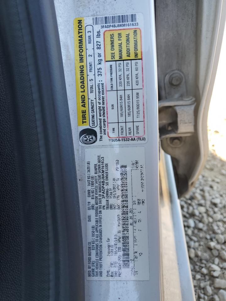 2019 Ford Fiesta Se VIN: 3FADP4BJ8KM161633 Lot: 90999895