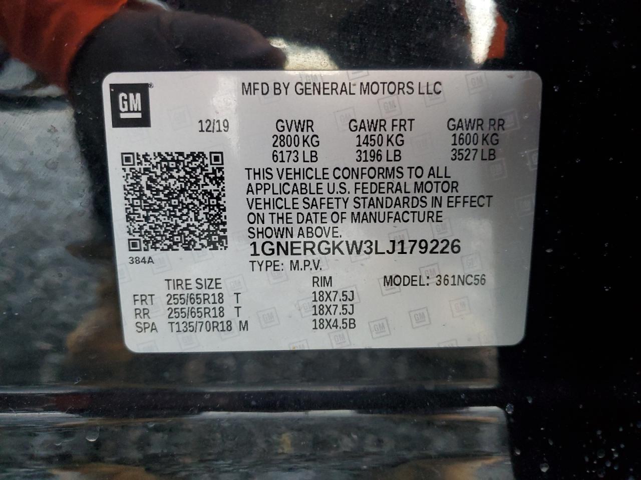 2020 Chevrolet Traverse Lt VIN: 1GNERGKW3LJ179226 Lot: 93667905