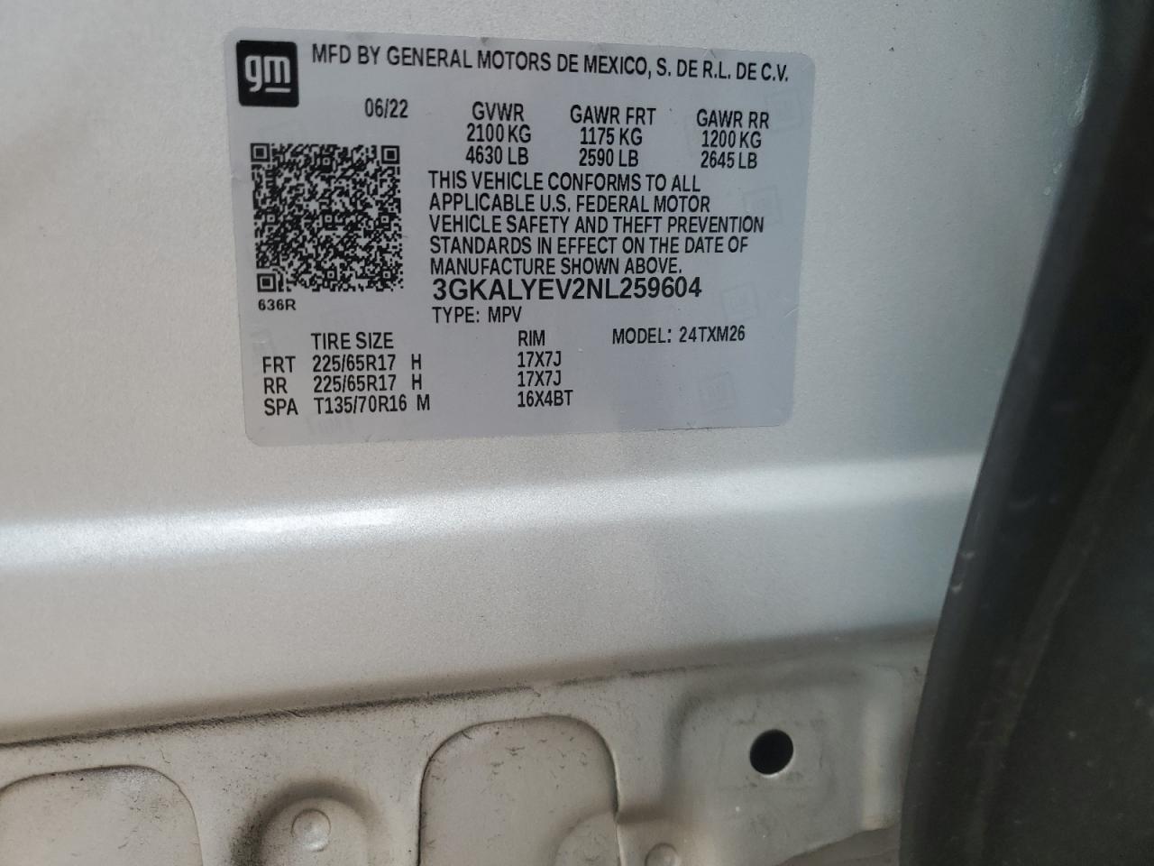 2022 GMC Terrain At4 VIN: 3GKALYEV2NL259604 Lot: 92255115