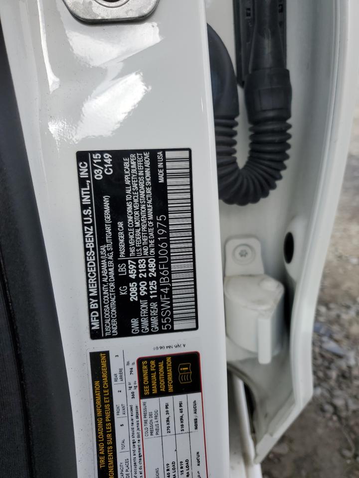 2015 Mercedes-Benz C 300 VIN: 55SWF4JB6FU061975 Lot: 91854805