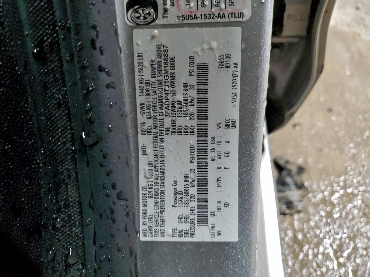 2016 Ford Fiesta S VIN: 3FADP4TJ1GM188887 Lot: 93229185