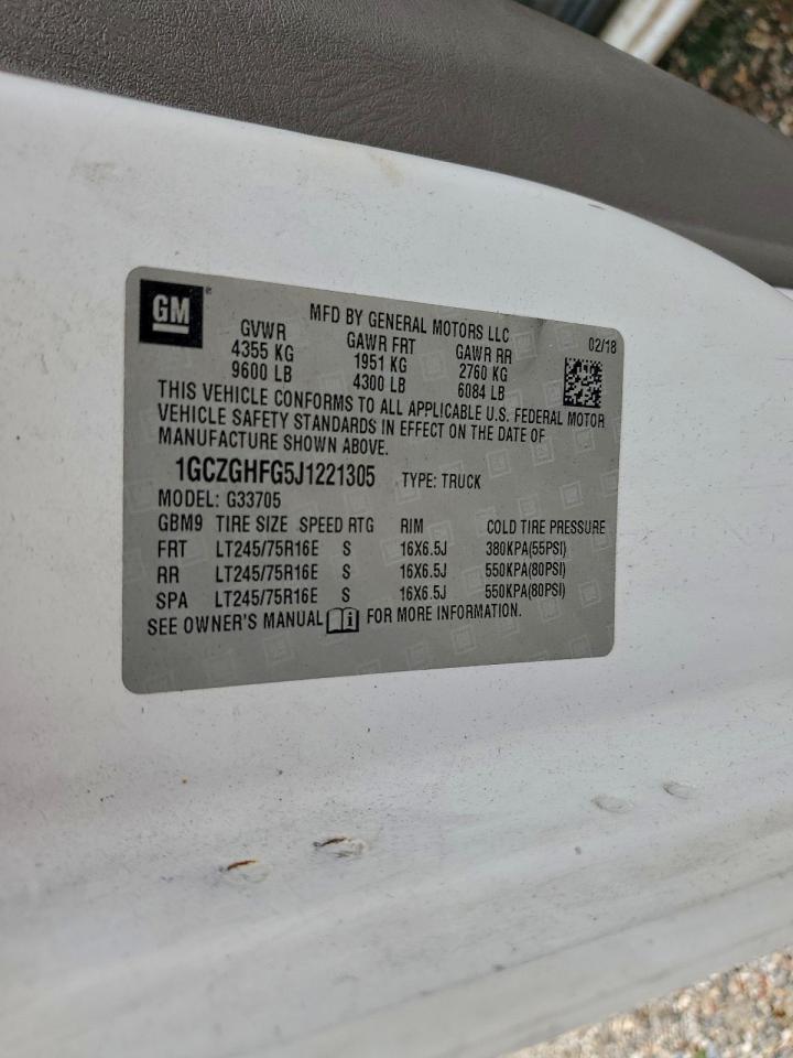 2018 Chevrolet Express G3500 VIN: 1GCZGHFG5J1221305 Lot: 93038775