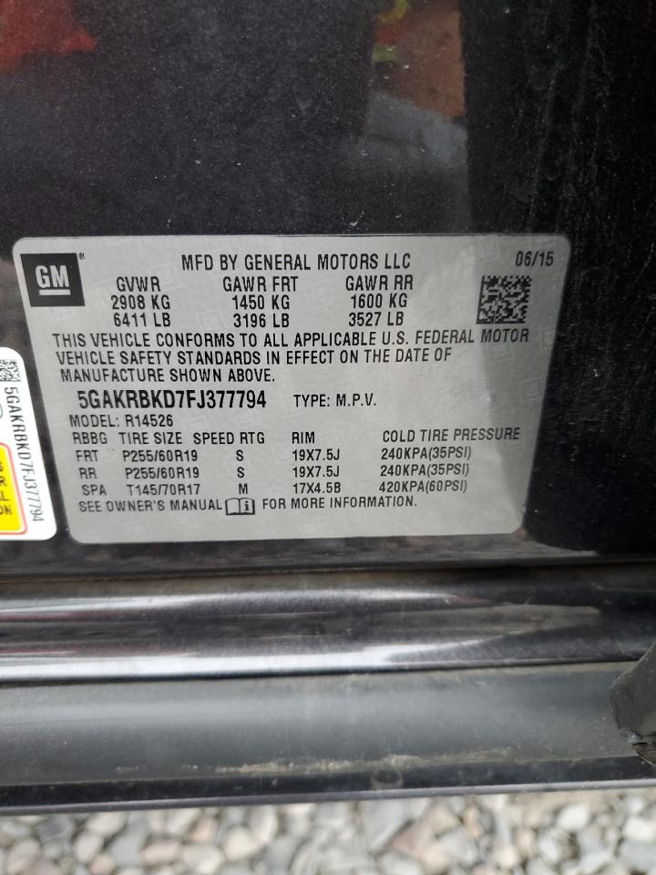 2015 Buick Enclave VIN: 5GAKRBKD7FJ377794 Lot: 93319945